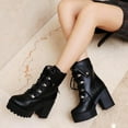 thumbnail image 4 of BONIXOOM Winter Boots For Women Mid Heel Rubber Lace-Up Mid-Calf Winter Black, 4 of 9
