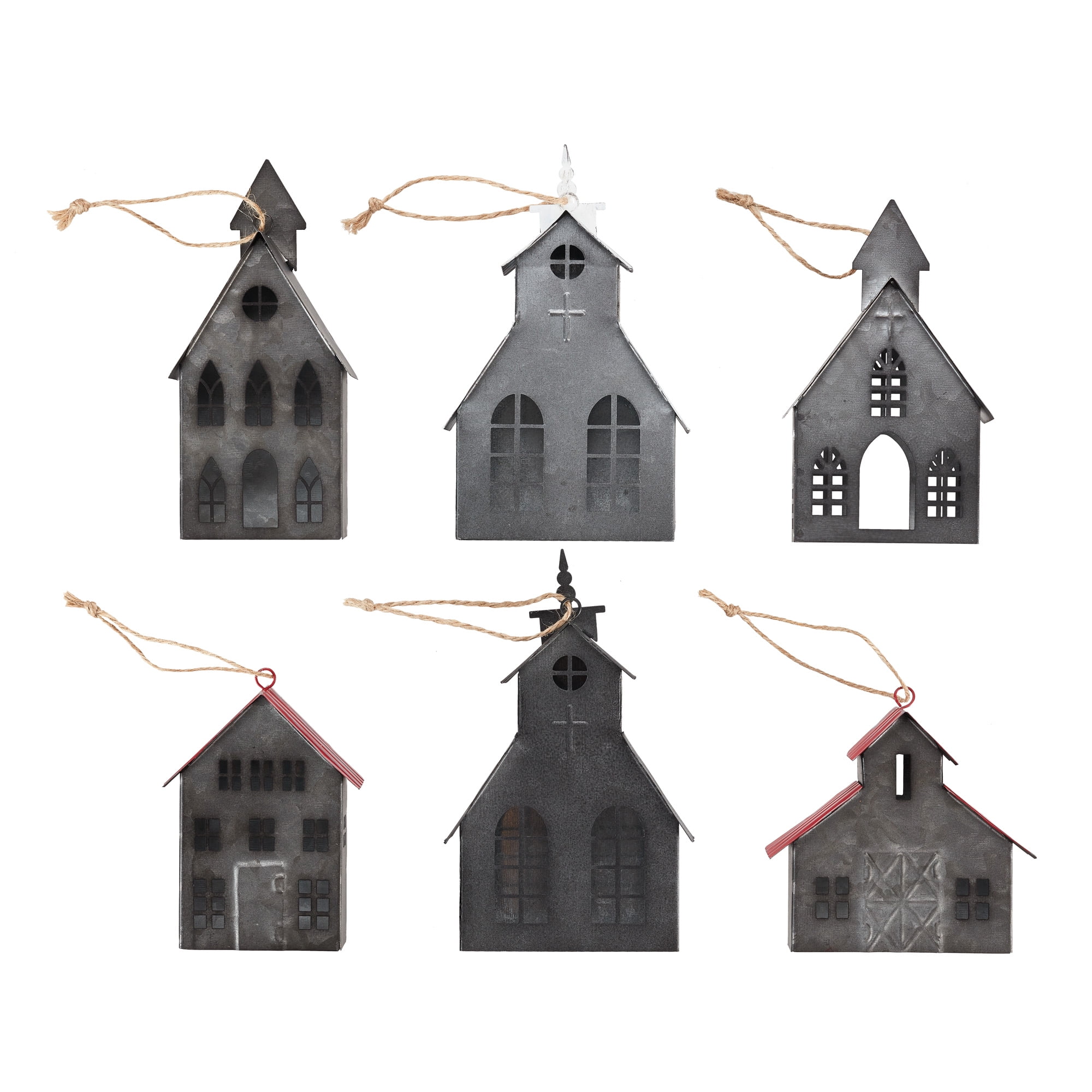 Holiday Time Metal House Christmas Tree Ornaments, Set of 3  Walmart