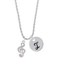 thumbnail image 1 of Delight Jewelry Silvertone Rounded Clef Silvertone Script Initial Disc - I - Charm Necklace, 20"+3", 1 of 4