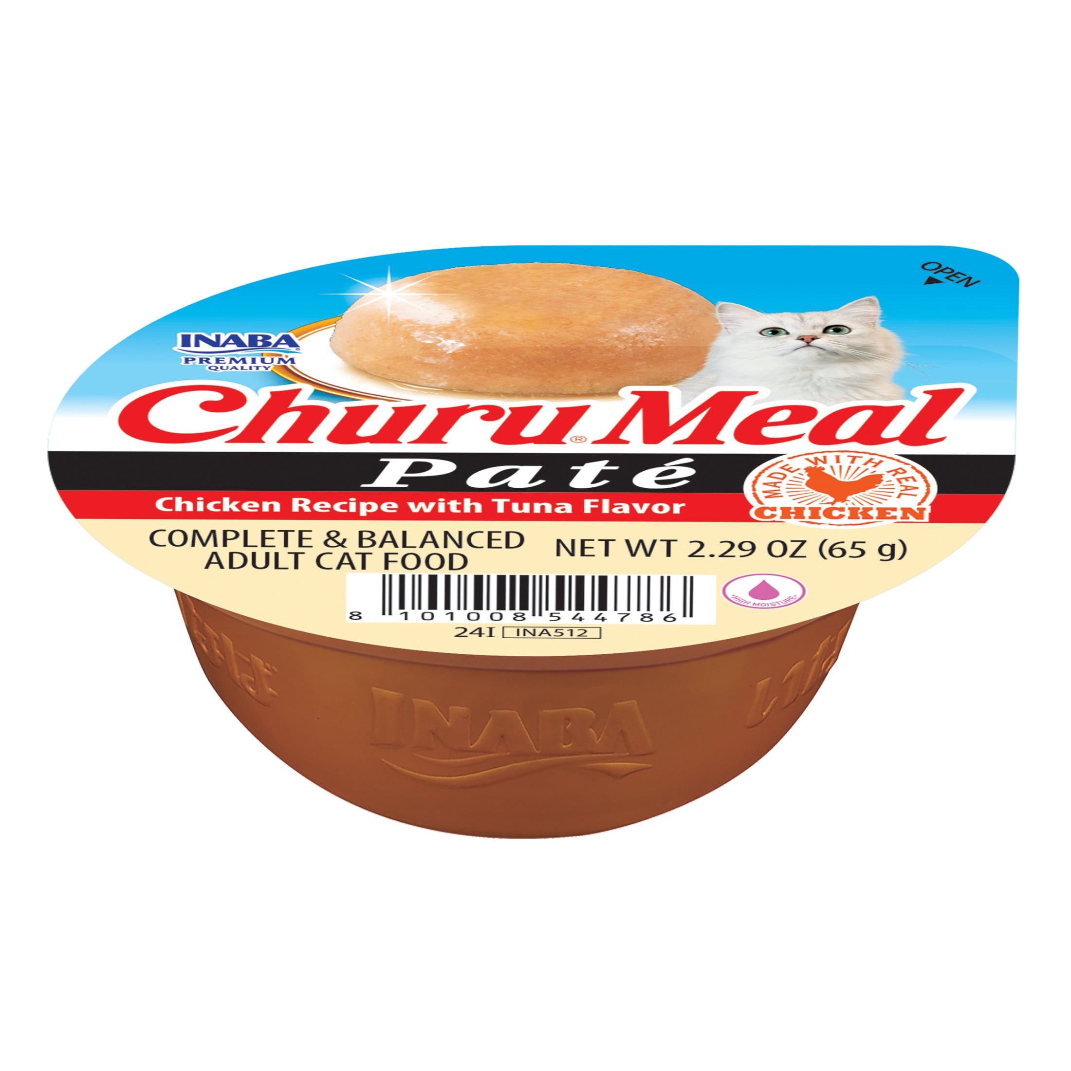 (12 pack) INABA Churu Meal Paté Adult Wet Cat Food, 2.29 oz cup, Chicken Recipe with Tuna Flavor