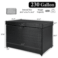 thumbnail image 3 of Harper & Bright Designs 230 Gallon Wicker Deck Box with Wheels, All-Weather Outdoor Storage Box, Rattan Storage Bin for Patio Furniture, Outdoor Cushions, Pool Storage and Garden Tools, Black, 3 of 17