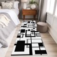 thumbnail image 3 of Geometric Black Runner Rugs 2x6 ft White and Gray Line Washable Hallway Rugs Non-Slip Floor Mats Absorbent Carpet Bedside Runners for Bedroom Kitchen Bathroom Laundry Room, 3 of 9