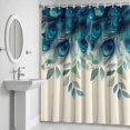 thumbnail image 5 of Peacock Feather Shower Curtain for Bathroom Decor, Teal Blue Green Leaf Abstract Waterproof Fabric Shower Curtain, 60"x72" Set with 12 Hooks, 5 of 9