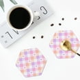 thumbnail image 4 of Lsque Heart Buffalo Plaid Pattern 4" Drink Coasters Set of 4, PVC Leather Absorbent Coasters, Table Coaster Set Decorative Coffee Cup Coasters Housewarming Gift -Hexagon, 4 of 6