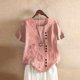 thumbnail image 1 of Fiudx Ofertas Flash Artículos En Oferta Blusa Superior de Camiseta de Manga Corta con Cuello Redondo y Botones Informales con Estampado de Moda para Mujer, 1 of 4