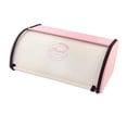 thumbnail image 3 of jifeng Iron Bread Box Bread Pastry Box Case with Roll Top Lid Kitchen Storage Container White Pink L, 3 of 9