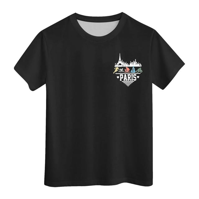 WEIYLL T-Shirts Graphiques pour Filles Manches Courtes Été Col Rond Ville Hauts de Sport Doux Imprimés pour 10-11 Ans