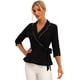 thumbnail image 1 of Peplum Top para mujer con cuello de solapa y muesca en la cintura Negro XS, 1 of 5