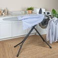 thumbnail image 3 of Household Essentials Wide Mega Ironing Board 4-Leg, Heat-Resistant Fiber Pad and Cotton Cover, Sleeve Board and Iron Rest with Hanger Bar, Matte Black Frame, Grey Cover, 3 of 13