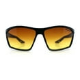 thumbnail image 4 of Xloop Mens HD+ Night Driving Amber Lens Wrap Around Sport Plastic Sunglasses Matte Black, 4 of 7
