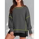 thumbnail image 4 of Sudadera Informal de Cuello Redondo para Mujer, de Larga, Holgada, , con Costuras en Contraste, para Otoño. Gris Oscuro XXL, 4 of 8