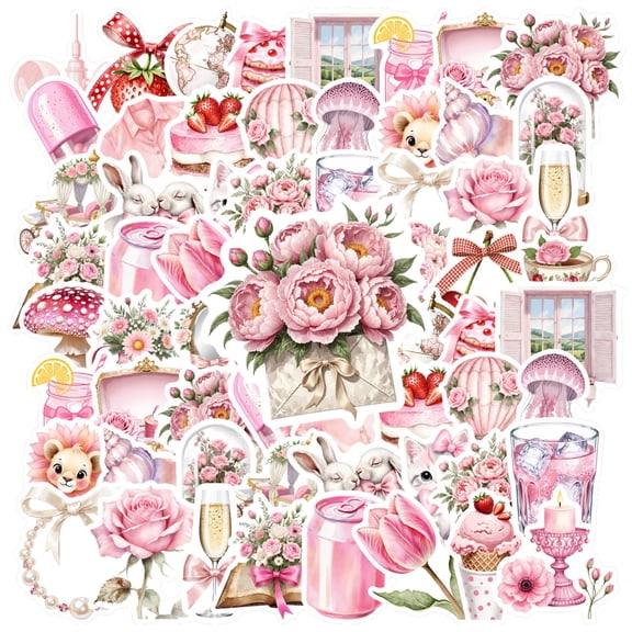 35pcs Pastel Unicorn Stickers Pink Animal Stickers Cute Stickers for Luggage Phone Suitcase