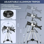 Telescope for Adults and Kids, 70/400mm(16X-134X) Refracting Telescope for Astronomy Beginners, 16x-132x, Portable Telescope with Tripod, Carrying Bag, Phone Adapter