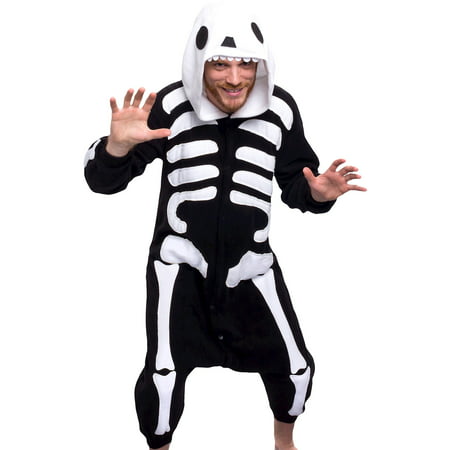 Unisex Adult Plush Animal Cosplay Costume Pajamas (Skeleton)