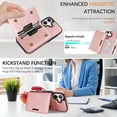thumbnail image 5 of ELEHOLD Wallet Case for iPhone 16, Shockproof Magnetic Leather Case with Card Holders & Stand,Rosegold, 5 of 10