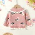 thumbnail image 4 of Younger Tree Baby Girl Cardigan Sweaters Long Sleeve Button Closure Knitted Cable Cardigan Coat for 0-6 Months, 4 of 7