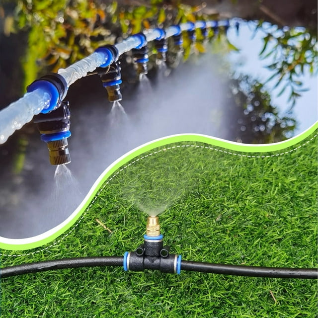 Boquillas de cobre para nebulización, herramientas agrícolas, riego de invernaderos, refrigeración automática, pulverizador humidificador con boquilla en T para jardinería.