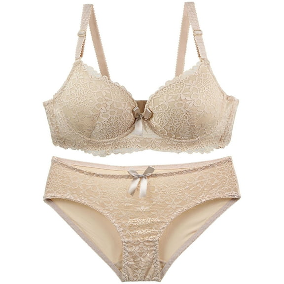 Elvqul Womens Bras Thin Lace Bra Set Support Bras for Women Beige
