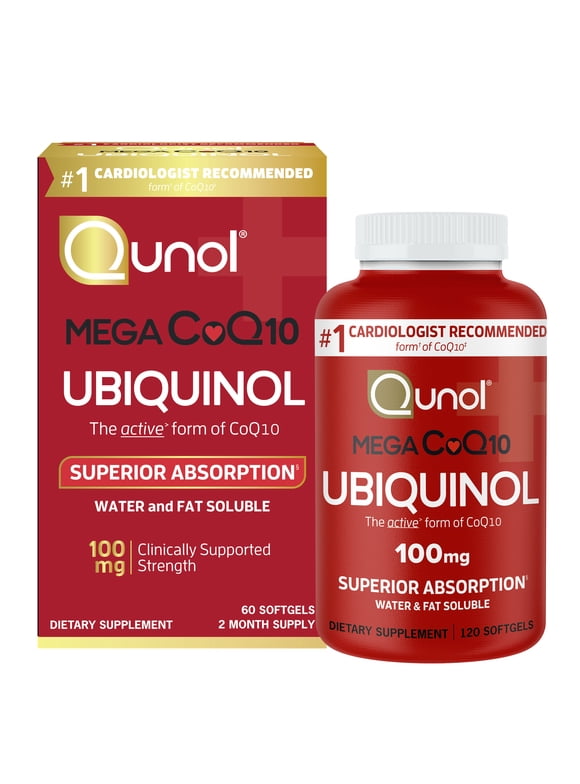 Qunol Mega Ubiquinol CoQ10 Softgels (120 Count) with Superior Absorption, Antioxidant for Heart Health, Active Form of Coenzyme Q10, 100mg Supplement