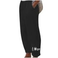 thumbnail image 3 of Elvqul Plus Size Cotton Pants for Women Stretchy Womens Pants Casual Pull on Black Love Print Pockets, 3 of 4