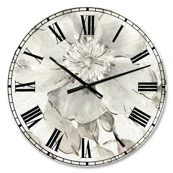 Designart Oversized Off-White Analog Round Traditional Wall Clocks, CLM30708-C23