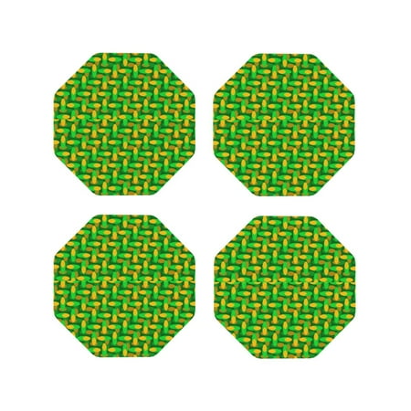 

Fuzoiu Corn 4 Print Leather Coasters Set Drink Coasters Set of 4 for Tabletop Protection Durable PVC Coasters Home Décor and Housewarming Gift-Octagon