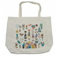 thumbnail image 1 of Cartoon Shopping Bag, Hand Drawn Fox Bunny and Bear with Human Clothing Scandinavian Style Cartoon Motifs, Eco-Friendly Reusable Bag for Groceries Beach and More, 15.5" X 14.5", Cream, by Ambesonne, 1 of 2