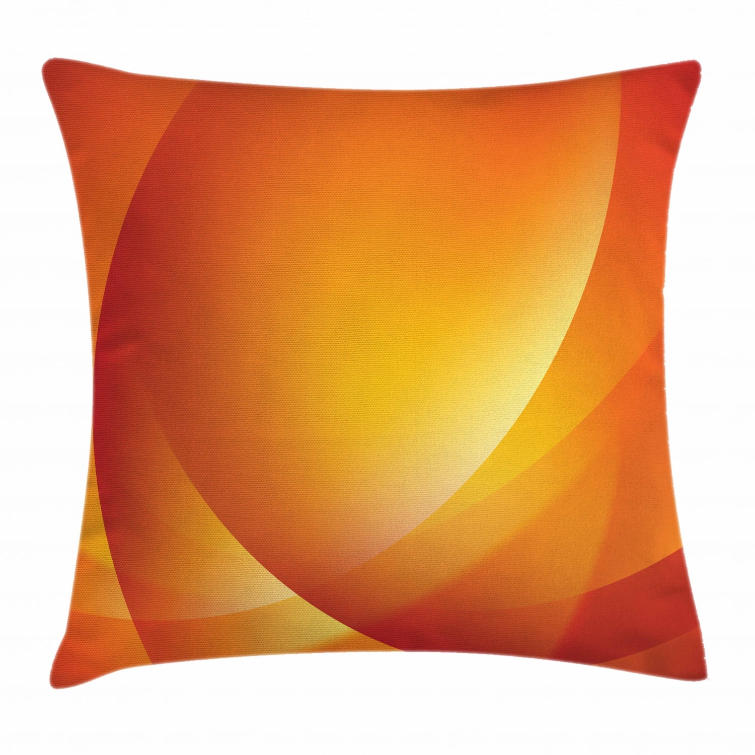 Orange Throw Pillow Cushion Cover, Colorful Smooth Twist Lines Sun Abstraction Energy Flow Waves