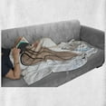 thumbnail image 6 of Retro Soft Flannel Fleece Blanket, Fashion Woman with Dandelion Flower Spring Wind Garden Sketchy Illustration, Cozy Plush for Indoor and Outdoor Use, 70" x 90", Warm Taupe and Blue, by Ambesonne, 6 of 6