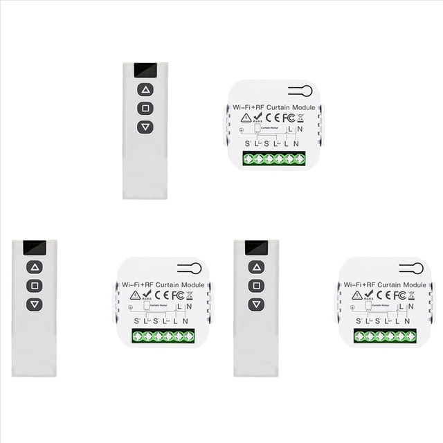 3X Tuya Smart Life WiFi 433Mhz Interruptor de Cortina Ciega con Mando A Distancia para Control de Persiana EléCtrica, 1RC 1RE