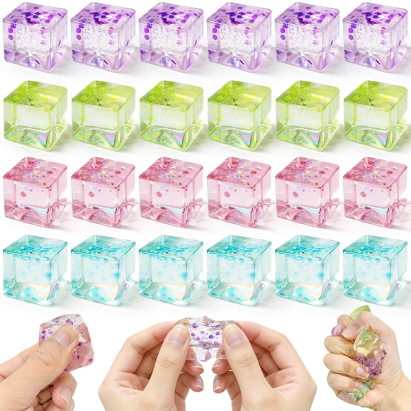 Fidget Toy niaosiben 24 piezas Cubos de Hielo con Brillo 2,5 cm