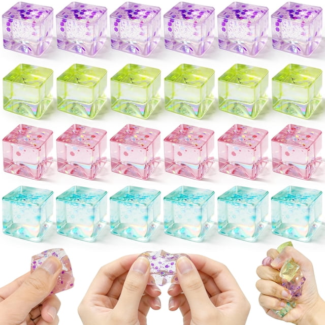 Fidget Toy niaosiben 24 piezas Cubos de Hielo con Brillo 2,5 cm