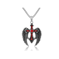 thumbnail image 1 of Collar Dije Con Grande Alas Ángel Cruz Fundir Acero Colgante Xtellar Plateado, 1 of 4