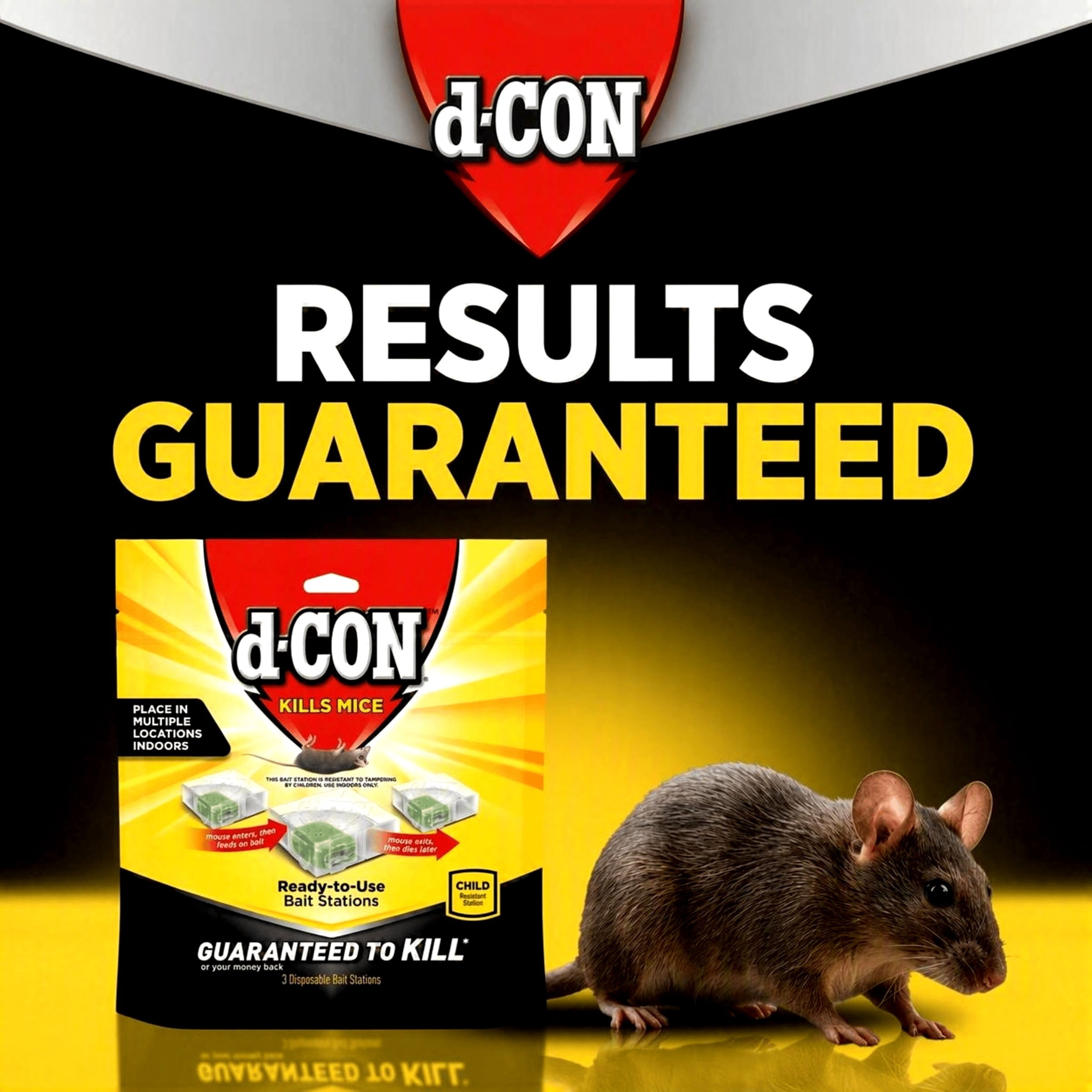 d-CON Refillable Corner Fit Mouse Bait Station, 1 Trap, 10 Baits