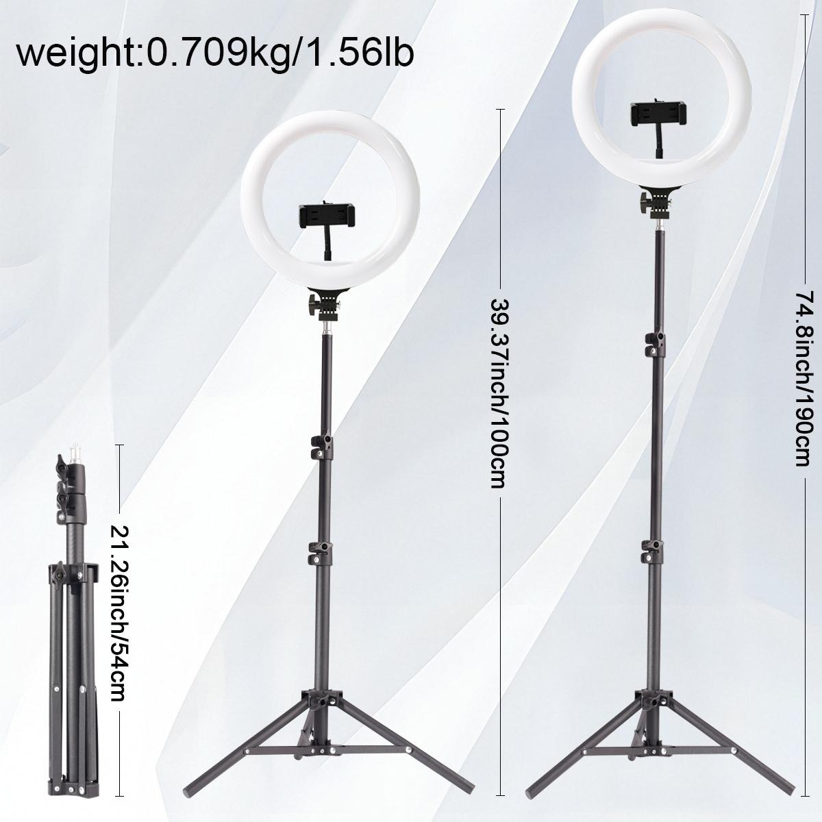 10" Ring Light with Stand, 63" Adjustable Tripod, Phone Holder, 3 Color Modes, Speed LED