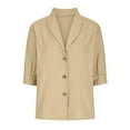 thumbnail image 4 of Giftesty Womens Blouses and Tops Clearance Women Mid-Sleeve Casual V-Neck Solid Color Loose Button Shirt Blouse Tops, 4 of 6