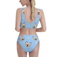 thumbnail image 3 of Daiia Cute French Bulldog printed 2 piece Swimsuit Bikinis for Women High Waisted Racerback Bathing Suits Summer Tummy Control Scoop Neck Swimwear-Large, 3 of 8