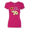 thumbnail image 2 of In A World Where You Can Be Anything Be Kind Inspirational/Christian Womens Slim Fit Junior Tee, Raspberry, Large, 2 of 3