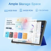 Tablet 10 inch Android 14 Tablets, 6GB RAM 64GB ROM 1TB Expand, Octa-core Processor, 1280x800 LCD Touch Screen, WiFi 6, Dual Camera, BT5.0, 6000mAh Battery