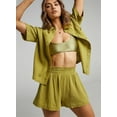 thumbnail image 4 of Womens Casual 2 Piece Outfits Cotton Linen Sets Button Down Shirt Shorts 2025 Beach Coverup Set Yellow M, 4 of 7