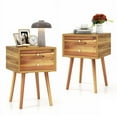thumbnail image 5 of 2 Storage Drawers-Natural Wooden Nightstand Mid-Century End Side Table, 5 of 5