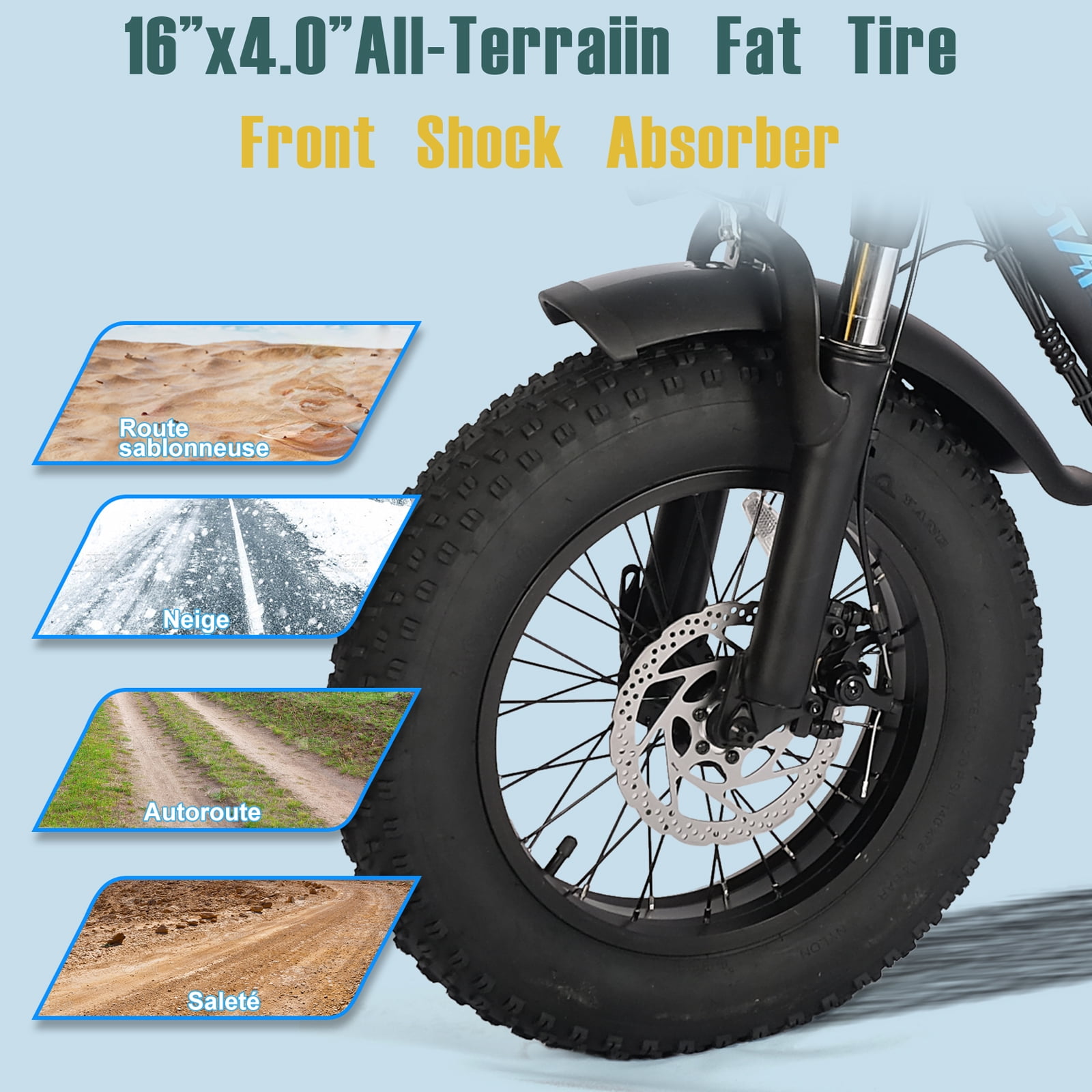 ITSTANDS 800W Electric Bike Folding for Adults 16''x4.0 fat tire E-Mountain Bike 48V 20AH UL2849 Removable Battery Step Thru Electric Bicycle 30MPH Dual Shock Absorption Urban Commuter Ebikes