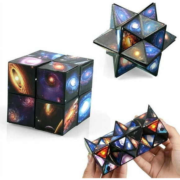 Magic Star Cube,2 in 1 Combo Infinity Cube Toy Transforming Geometric Puzzle 3D Assembly Fidget Stress Anxiety Relief Magic Puzzle Cubes for Kids and Adults