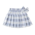 thumbnail image 4 of SGMVNU Girls' Classic Plaid School Uniforms Skirt Pleated A Line Mini Skirts Elastic Waist Casual Short Skirt, Light Blue1, Size 5-6 Years, 4 of 4