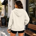 thumbnail image 6 of Hearthz Women Zip Up Hoodie Jacket Solid Color Drop Shoulder Womens Hoodies Zip Up Fall Winter Warm Sweatshirts for Women Trendy with Pocket Beige S, 6 of 6