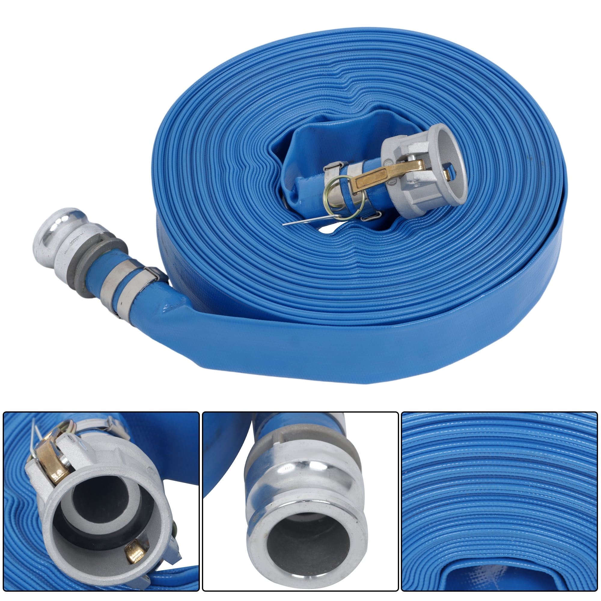 1-1/2" x 25/50/100FT Pool Backwash Hose W/Aluminum Pin Lug Fittings PVC Lay Flat