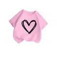 thumbnail image 2 of Tiijoy Kid Girls Round Neck Short Sleeve T-Shirt Heart Print Casual T Shirt, Sizes 1-14, 2 of 4