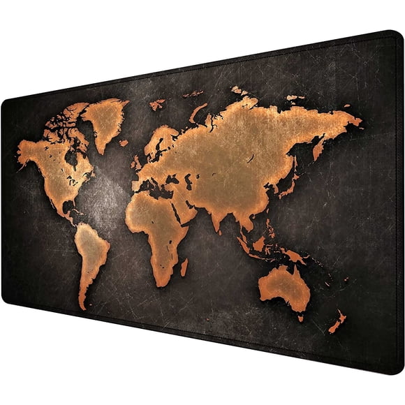 Apottwal Tapis de Bureau Carte du Monde avec Bord Cousu, Tapis de Bureau TTG pour Bureau, Grand Tapis de Souris de Jeu avec Base en Caoutchouc Antidérapante, Tapis de Clavier Imperméable, Protecteur de Bureau pour Bureau Maison