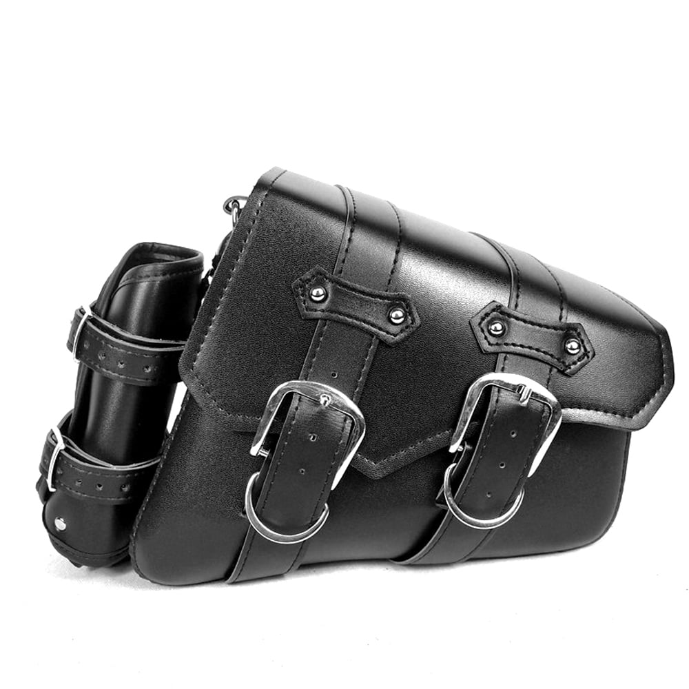 Left Side Motorcycle Saddlebag Tool Bag PU Leather Oil Bottle Holder