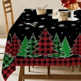 thumbnail image 2 of Christmas Tablecloth, Christmas Trees Table Cloth Rectangle 60x102 Inch, Black Buffalo Plaid Snowflake Kitchen Christmas Table Decorations for Home, 2 of 6